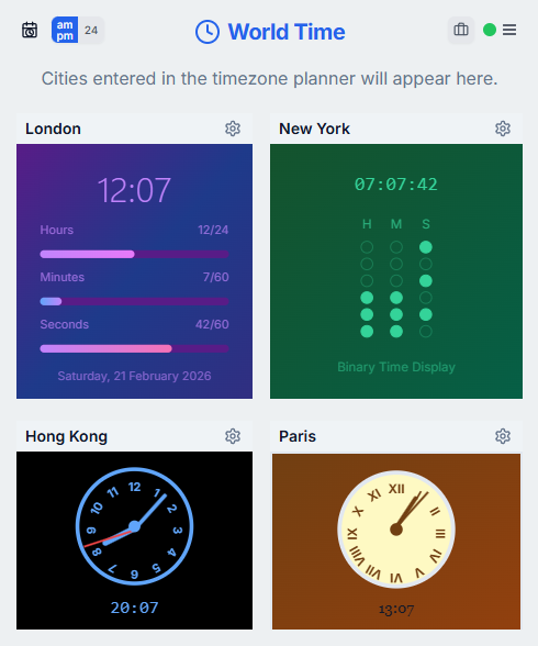 WorldTimePlanner Dashboard