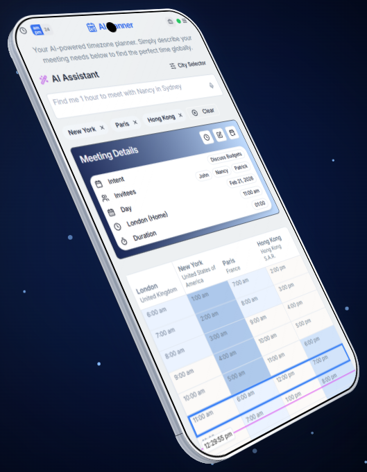 WorldTimePlanner Mobile App